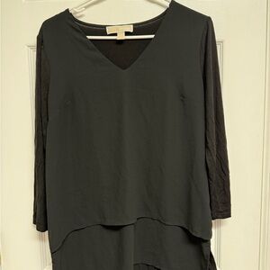 Michael Kors Black Asymmetrical 3/4 Sleeve Blouse